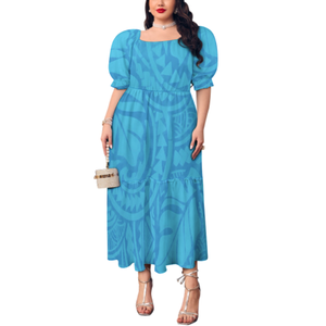 Abito a maniche a bolle per adulti Plus Size da donna 1 MOQ polinesiano samoano con motivo tribale eco-friendly lanterna da <span class=keywords><strong>palazzo</strong></span> - Product Image 4