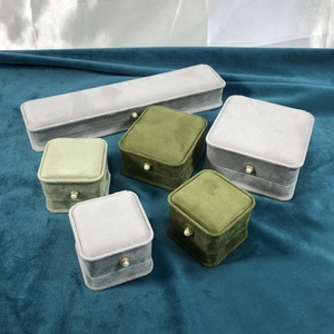 Velvet Box for Gold Jewelry Boxes Packaging Velvet Insert Green Velvet Jewelry Box Custom Logo Avocado Green - Product Image 3