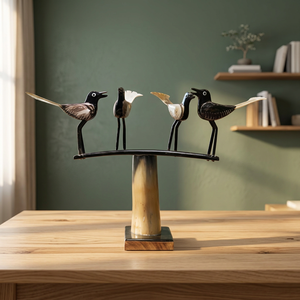 Sculpture d'oiseau en bois sculpté à la main SSD Market - Décoration d'intérieur éco-responsable pour salon, style zen asiatique d'Orissa, pour l'inauguration de la maison - Product Image 4