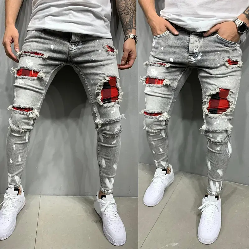 2020 yüksek kalite yeni stil kot pantolon Casual Slim Fit tasarımcı kot erkekler İtalyan