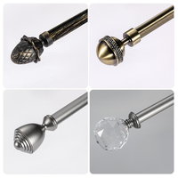 Embout de tringle à rideau en métal, verre cristal noir, 19 mm, réglable, extensible, avec supports, anti-rouille, durable, pour salon