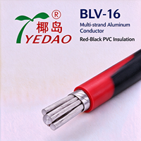 Fil électrique multibrin en aluminium isolé PVC Yedao BLV-16 16mm² rouge-noir, tension nominale 750V, -5~+70°C pour applications électriques de bâtiment