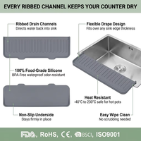 Protection anti-éclaboussures en silicone Wellfine, tapis de récupération d'eau, tapis d'évier, plateau de séchage, porte-éponge à vaisselle, accessoire d'évier de cuisine