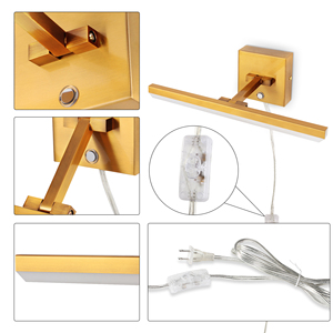 Modern Gold Adjustable LED Mirror <b>Wall</b> Lamp with 3000K-6000K Color Temp IP44 Rated 50000 Hours Lifespan for Home & Hotel Use - Product Image 2