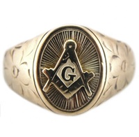 Bague Chevalière Homme en Acier Inoxydable Plaqué Or 18K – Bague Franc-Maçon Massif et Robuste avec Symbole de l'Œil Qui Tout Voit pour Hommes