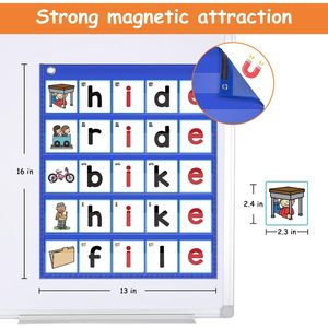 Tabla de bolsillo para construir palabras CVCE con 50 tarjetas de fonética para lectores principiantes de 4 a 6 años, herramienta de aprendizaje para el aula - Product Image 3