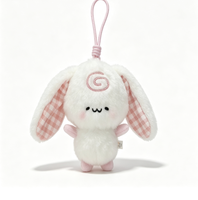 Porte-clés en peluche lapin pour filles, 10 cm, oreilles longues, broderie spirale, motif Gingham, vente en gros, directement de l'usine