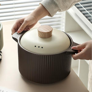 Olla de Sopa Moderna de Cerámica Esmaltada para Estufa de Gas, Diseño Sostenible, Asas Dobles con Tapa - Product Image 4