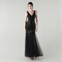 33303 #2025 nouveau col en v profond paillettes Tulle couture robe de soirée en queue de poisson occasion formelle robe de soirée de banquet