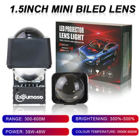Mini projecteur bi-LED carré de 1,5 pouce avec lentille matricielle pour phare, feux de brouillard et laser cube, pour la rétrofit de motos et de voitures (grille)