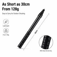 Asta di Prolunga in Fibra di Carbonio 3M, 9 Sezioni, 256g, Leggera, 46cm Piegata, Impermeabile, Bastone Selfie per Action Camera, Carico 2-5kg, Universale
