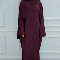 Ensemble deux pièces Abaya turque ODM pour femme, couleur unie, robe intérieure, respirant, élégant, modeste, en satin, infroissable, léger