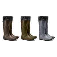 En stock, chaussures d'eau pliables unisexes, dessus en caoutchouc souple, semelle intermédiaire en EVA, bottes de pluie personnalisables