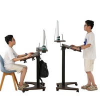 Bureau d'ordinateur rabattable ADA Furniture, réglable en hauteur par vérin à gaz, pliable, mobile avec roulettes pour bureau à domicile