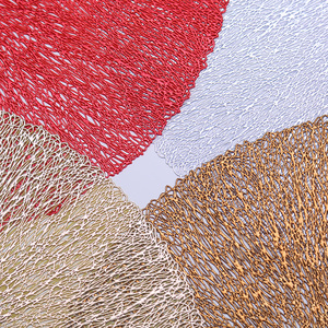 Best Seller PVC Die Cut Folded <strong>Placemats</strong> Woven Silver <strong>Red</strong> Gold Scribed Line Design Wholesale Carton Packed Plastic Place Mats - Product Image 5