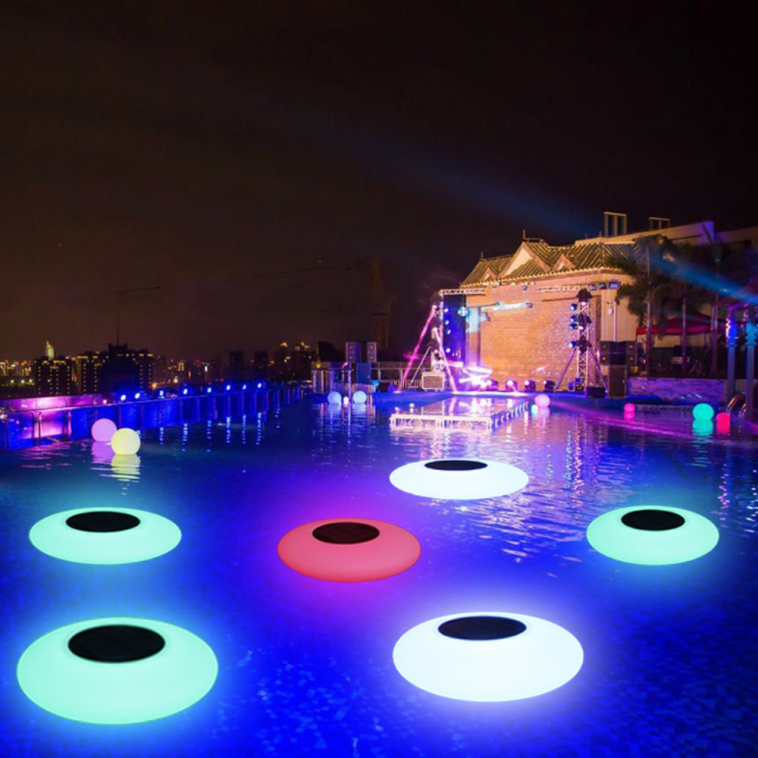 Outdoor RGB Colorful Floating Pool Lights for Bathtub Pool Fountain Swimming LED Solar IP68 Waterproof Garden Lights