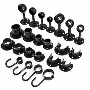 Support mural robuste en acier inoxydable noir pour tringle de placard, support de fixation pour tringle à vêtements et tringle à rideau - Product Image 3