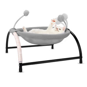 Hamaca personalizada de fábrica para gatos, cama elevada transpirable para mascotas, hamaca para gatos con juguetes de bola de peluche - Product Image 1