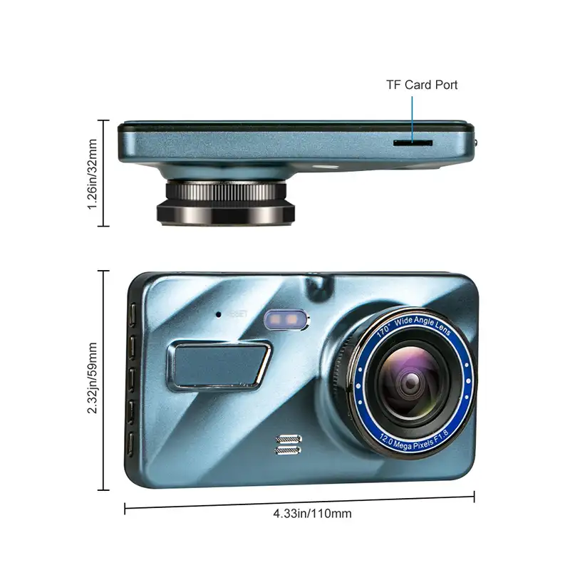 Câmera de ré de 1080p 170 graus 4 polegadas, full hd, gravador de unidade, blackbox, dvr, câmera frontal e traseira gt900