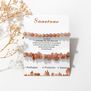 2pc Healing Crystal Gift Kit Natural Round And Chip <b>Bead</b> <b>Bracelet</b> With Gemstone Info Card For Boutique Resell Wholesale - Product Image 1