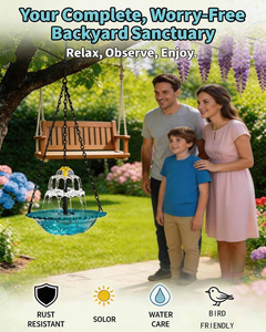 Fontaine solaire suspendue à trois niveaux avec bol en verre pour oiseaux, décoration extérieure pour patio, jardin et cour. - Product Image 4