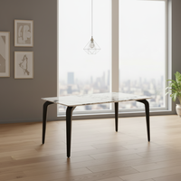 Table à manger moderne et minimaliste avec plateau en marbre stable, 6 places, pieds en bois massif pour appartement et villa, meubles de maison
