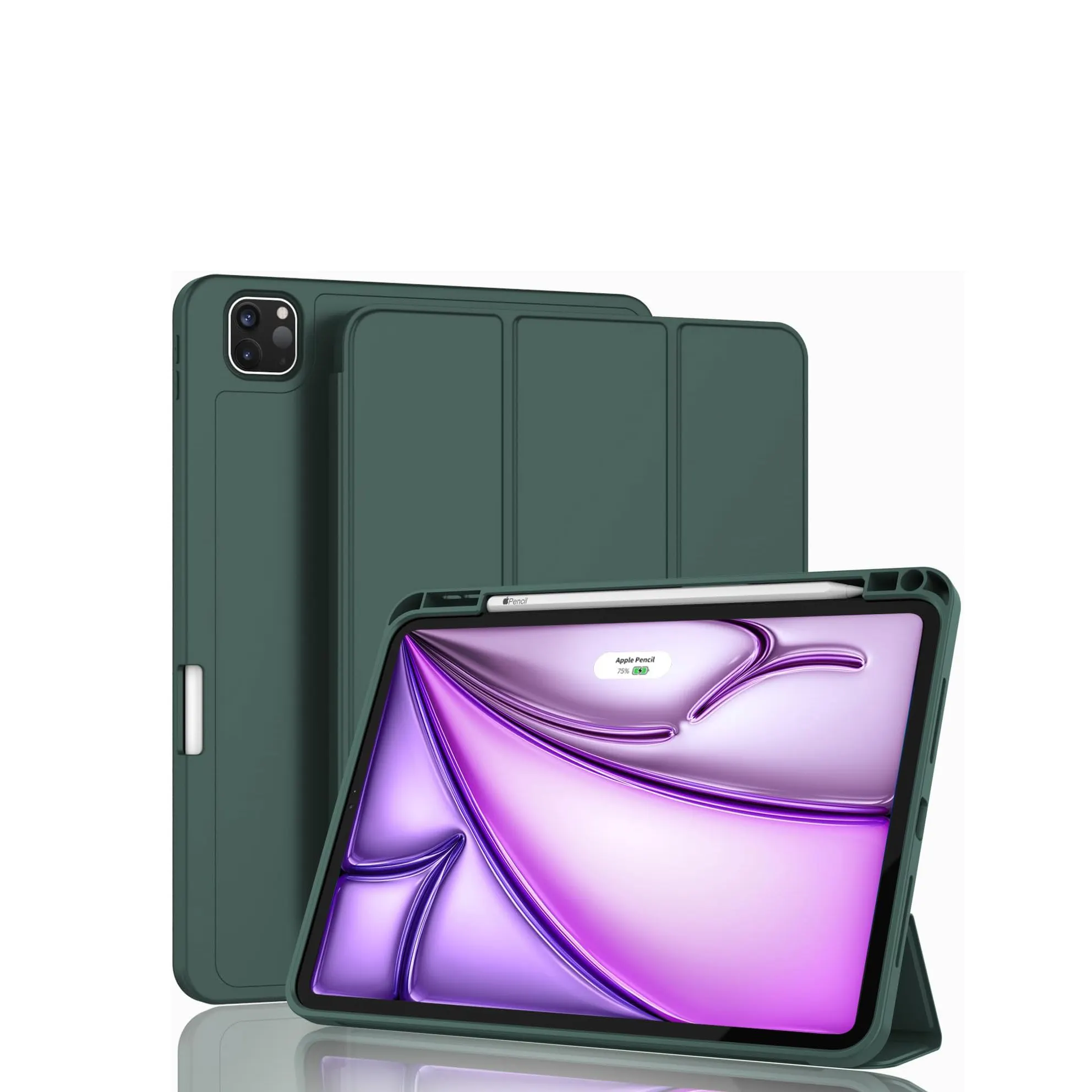 Folio Case Wallet for iPad Air 113インチ2024M2第6世代スリムスタンドハードシェル保護スマート3つ折り自動スリープウェイクカバー