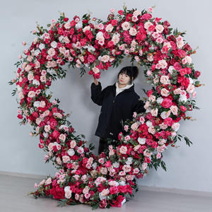 Arco de Flores con Rosas y Paniculata para Bodas, Eventos y Fiestas, Arco Decorativo en Forma de Corazón con Soporte, <span class=keywords><strong>Fondo</strong></span> Floral Artificial - Product Image 3
