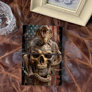Cuaderno A6 con decoración de hojas, regalo de Cyber Monday para equipos creativos, diseñadores/<span class=keywords><strong>escritores</strong></span> con estampado de bandera americana Skull Cobra - Product Image 1