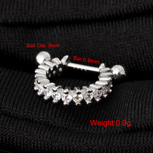Venta al por mayor personalizado cartílago Piercing joyería segmentos con bisagras Barbell CZ pezón anillos plata esterlina 925 D forma aro pendiente - Product Image 2