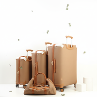 Set Koper PU Lembut 4 Buah Gaya Retro dengan 3 Koper & 1 Tas Travel Kapasitas Besar MOQ Rendah Stok Siap Kirim untuk Merek E-commerce