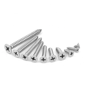 Ensemble de vis en acier inoxydable OEM pour bois # 4 # 6 # 8 # 10 # <span class=keywords><strong>Kit</strong></span> d'assortiment de 12 vis autotaraudeuses à tête plate Phillips pour tôles - Product Image 1