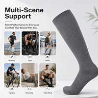 Chaussettes de compression sans couture en fibre de bambou personnalisées pour femmes, antibactériennes, déodorantes, amincissantes, respirantes, hauteur genou, à compression forte