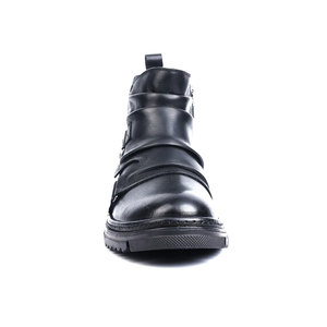 Bottes en cuir noires pour hommes, style motard, qualité supérieure, durables, décontractées, pour l'extérieur, chaussures inspirées de la moto - Product Image 2