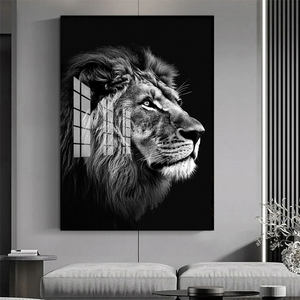 لوحة فنية حديثة من الزجاج بتصميمات مخصصة مطبوعة بأشواك قابلة للأشعة فوق البنفسجية رسومات على شكل حيوانات ثلاثية الأبعاد من البورسلين الكريستالي لتزيين غرفة المعيشة بالمنزل - Product Image 4