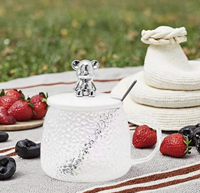 Tasse Ourson Premium avec Couvercle et Cuillère en Verre Résistant à la Chaleur pour Bureau ou Fête, Design Classique
