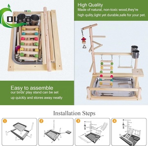 Van Pet Papegaai Houten Vogel Speeltuin Speelgoed Vogel Baars Gym Box Ladder Met Feeder Cups - Product Image 3