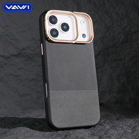 Étui en cuir uni VAWI L164 avec motif diamant et support d'objectif pour iPhone 13 14 15 16 17 Pro Max, coque magnétique