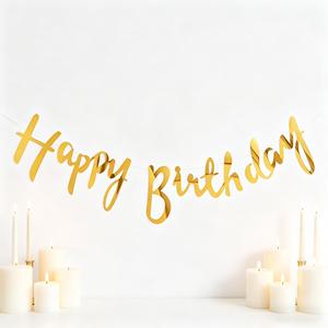 Striscione ad Arco in Lamina d'Oro 'Buon Compleanno' 4M, Decorazione per Feste, 6 Pezzi Eleganti Usa e Getta con Stampa Fustellata 'Party Love China' - Product Image 4