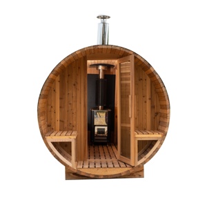 ODM sauna en bois massif 4 personnes extérieur sec <span class=keywords><strong>Suna</strong></span> chambre luxe cèdre baril sauna bois brûlant - Product Image 5