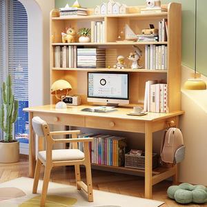 <b>Solid</b> <b>Wood</b> Children Study <b>Desk</b> Integrated Bookshelf Simple Home Computer <b>Desk</b> For Junior Senior High School Students - Product Image 2