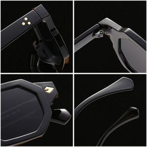 Lunettes de soleil rétro polygonales carrées avec rivets, logo personnalisé, UV400, petite monture, style punk, pour hommes et femmes - Product Image 6