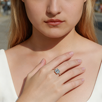 Bague de promesse solitaire pour femme en argent sterling S925 avec moissanite taille Asscher 2,5 carats et 4 griffes