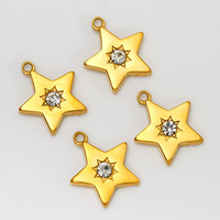 UJBOX Breloques Étoiles Mignonnes en Acier Inoxydable Plaqué Or 18K PVD avec Zircon Incrusté, Composant de Bijoux DIY, Vente en Gros