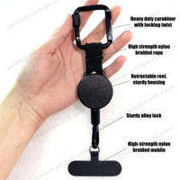 P-048 Mousqueton ABS de randonnée extérieur, attache rétractable pour téléphone portable, enrouleur anti-perte, support de smartphone robuste, enrouleur de badge