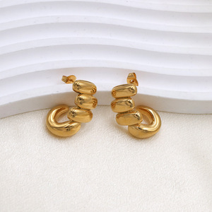 Huggie Earrings Gold Geometric Shape Titanium Steel Fashion Jewelry For Women - Product Image 4