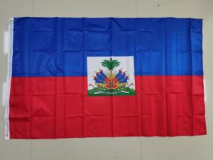 Drapeau <span class=keywords><strong>du</strong></span> pays d'Haïti en polyester 100% bon marché, 3*5 pieds, Amérique <span class=keywords><strong>du</strong></span> <span class=keywords><strong>Nord</strong></span>, ODM/OEM, avec 2 œillets pour la décoration - Product Image 2