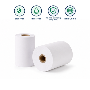 Rollo de Papel Térmico para Recibos de 3-1/8" x 270' 48gsm para Cajeros Automáticos y Terminales de Tarjetas de Crédito con Logotipo Personalizado OEM - Product Image 1