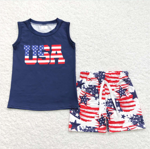 ชุดเสื้อยืดแขนกุดลายดาวสำหรับเด็กชายวันที่ 4 กรกฎาคม - Product Image 4