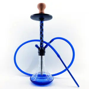 Nieuwe Grote Handgemaakte Sheesha Blue Shiny Waterpijp Set Delicate Chicha Fabriek Jar En Moderne Glas Roken Shisha